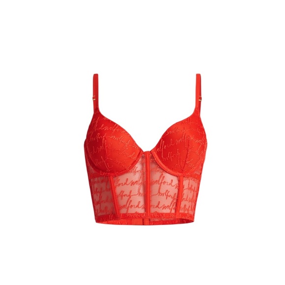 Wolford Other - 🚨𝐂𝐋𝐄𝐀𝐑𝐎𝐔𝐓 𝐒𝐀𝐋𝐄🚨 ❤️ 𝐖𝐎𝐋𝐅𝐎𝐑𝐃 Logo Obsession Script Lace Corset Bustier 34C 𝐍𝐖𝐓